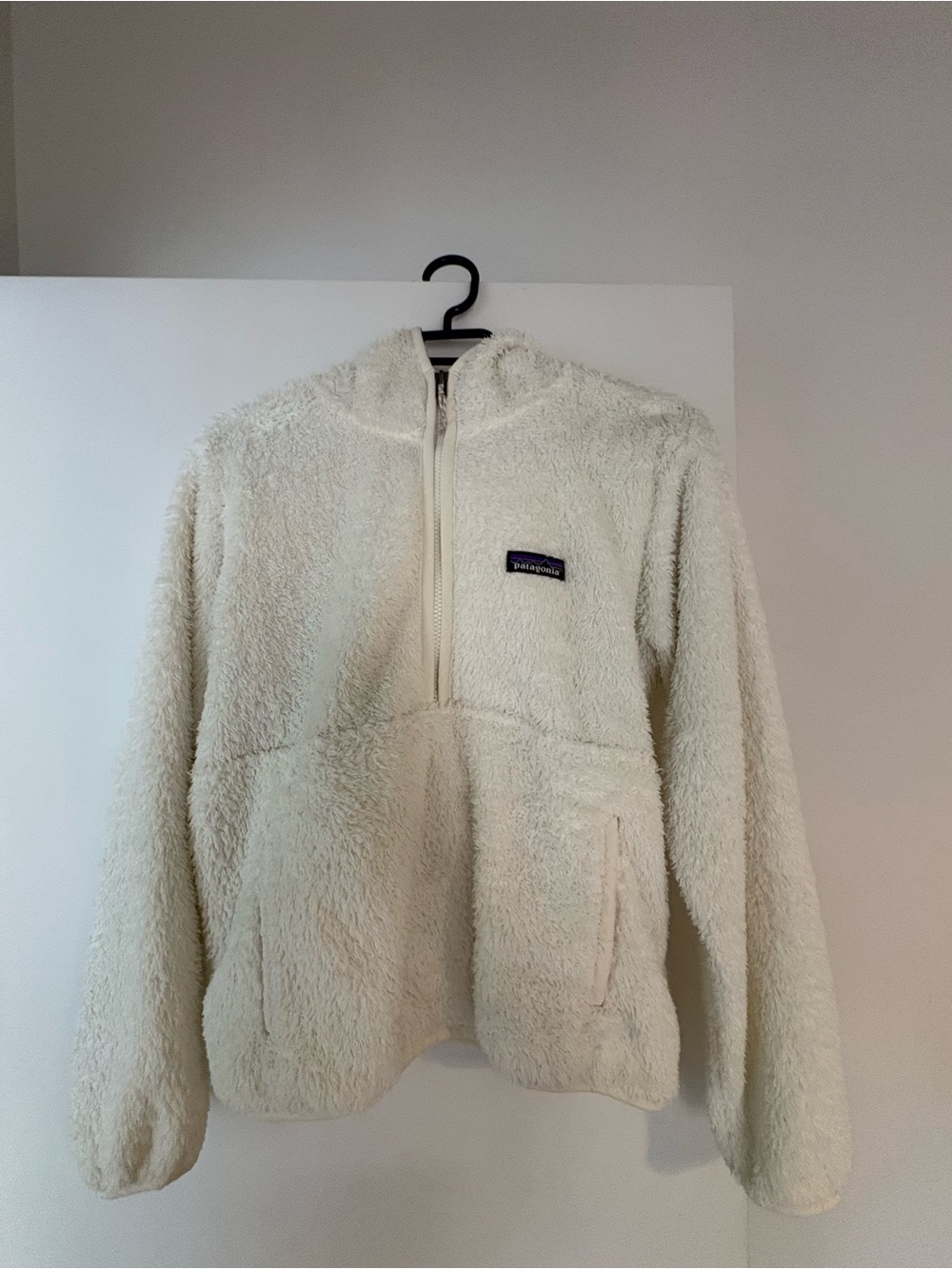 Patagonia Women’s Cream Teddy Fleece Half-Zip Hooded Jacket